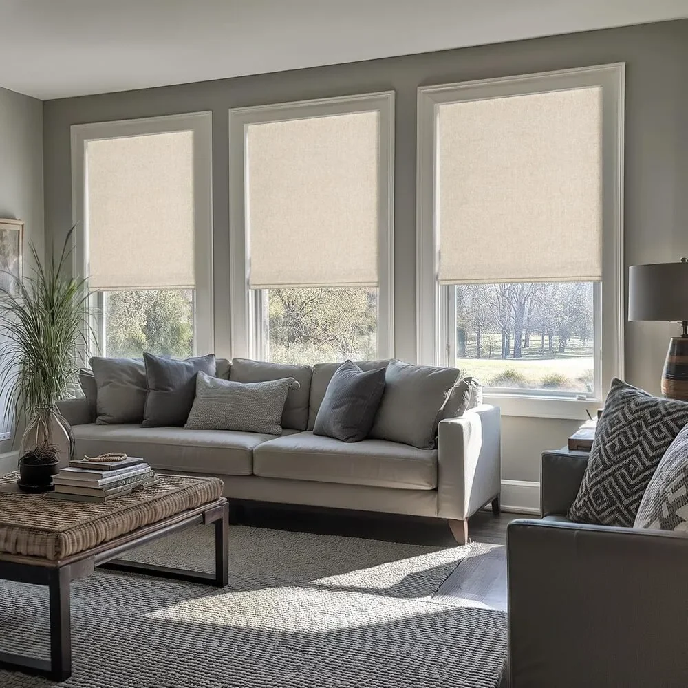 LazBlinds No Drill Cordless Roman Shades, 31'' W x 64'' H, Beige